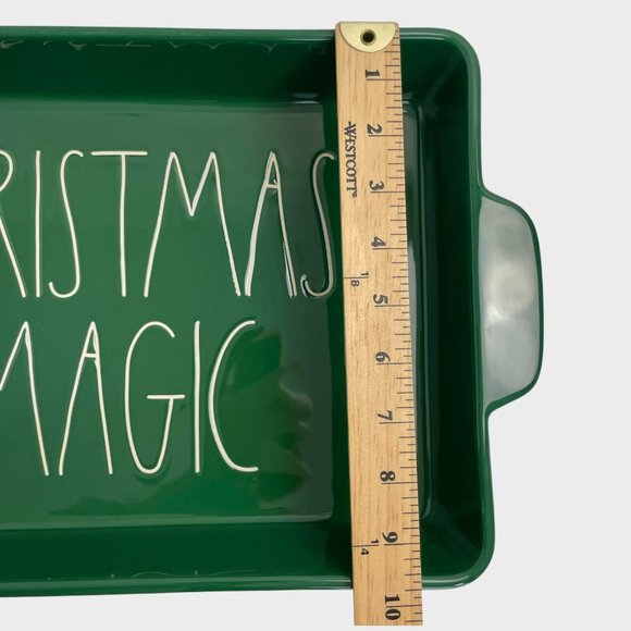 Rae Dunn CHRISTMAS MAGIC Green Rectangle 14 x 10 Baking Dish - Picture 4 of 6